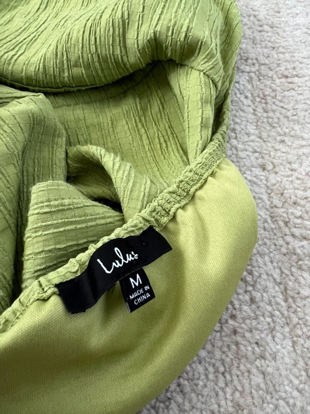 Lulus Midsummer Memories Summer Boho Off Shoulder Crop Top Blouse M Green - Picture 2 of 9